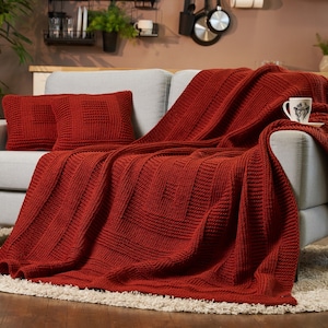 Hand knitted blanket, cable knit throw, wool knit blanket, handmade bedspread