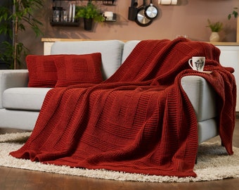 Hand knitted blanket, cable knit throw, wool knit blanket, handmade bedspread