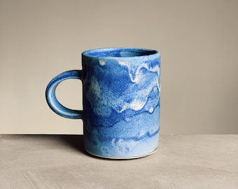 Sky blue mug, handmade stoneware ceramic mug cup