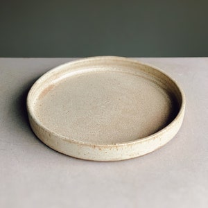 Sand stoneware ceramic plate, handmade ceramic tableware