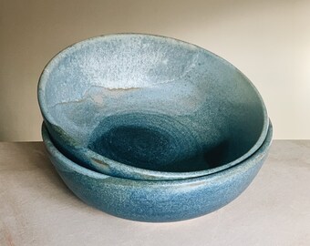 Ocean blue bowl, handmade stoneware ceramic bowl