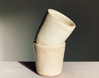 Sand cup, handmade stoneware ceramic cup, flat white cup, coffee cup