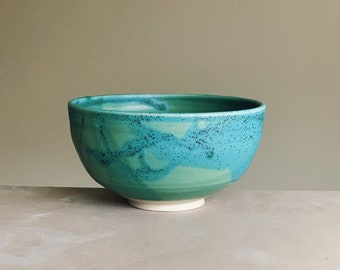 Teal green bowl, handmade stoneware ceramic bowl, matcha bowl, tea bowl, dessert bowl