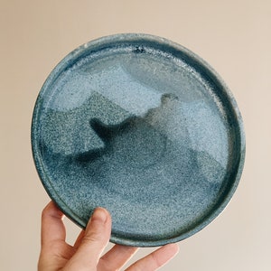 Ocean blue plate, handmade stoneware ceramic plate image 2