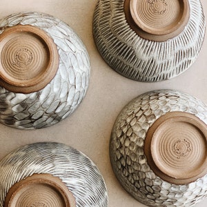 Hand carved white breakfast bowl, soup bowl, handmade stoneware ceramic everyday bowl image 2