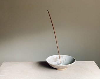 Matte white incense holder, handmade stoneware ceramic incense holder