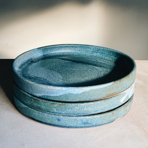 Ocean blue plate, handmade stoneware ceramic plate image 6