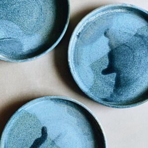 Ocean blue plate, handmade stoneware ceramic plate image 3