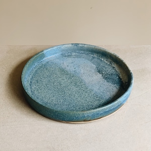 Ocean blue plate, handmade stoneware ceramic plate image 4