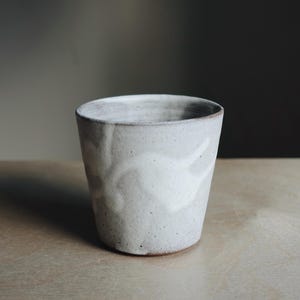 Matte white handmade stoneware ceramic cup 6oz