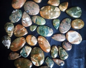 Hand Polished pendant making supply #GP5616 32 mm Round Natural Ocean Jasper loose Cabochon Gemstone