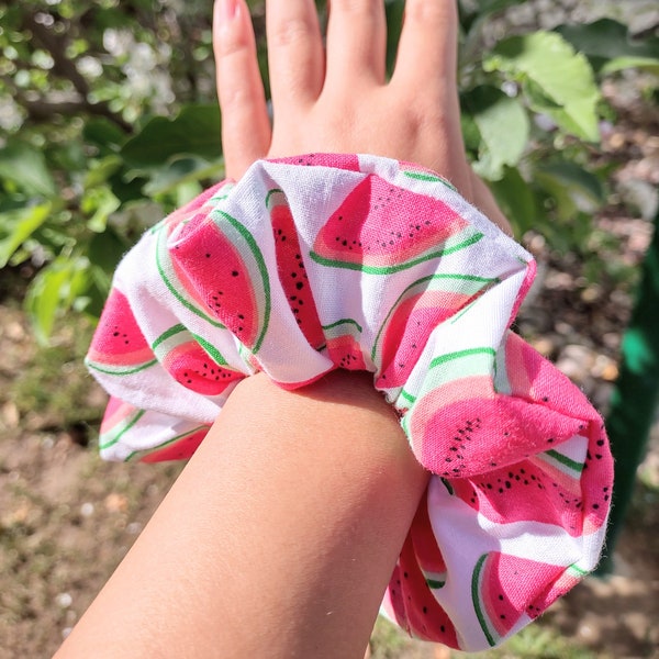 Watermelon Scrunchies, Watermelon Hair Tie, Fruit Scrunchy, Fruit Ponytail Holder, Watermelon Hair Accessories, Party Favor Stuffer