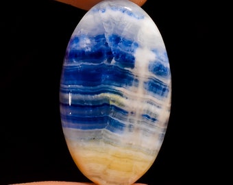 Handcraft Loose Stone For Jewelry Making Top Quality Blue Scheelite Cabochon Genuine Natural Blue Scheelite Gemstone 84 Ct 44X30 mm #4681