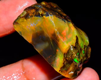 Opal Rough, Natural Ethiopian Opal Raw, Loose Gemstone Opal Rough, Fire Opal Crystal Raw, Big Opal Raw, Oil Opal Raw 77.00 Ct 33X24X17 R-205