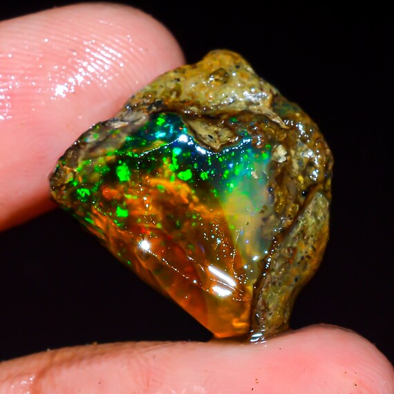 Opale éthiopienne Naturelle Brute De 15.30 Ct - Pierre Multi-feu Aux Couleurs Vives