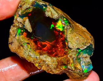 Opal Raw, Welo Fire Opal Crystal Raw, Loose Gemstone Ethiopian Opal Rough, Natural Opal Rough, Big Opal, Oil Opal Raw 116 Ct 50X32X17 R-223