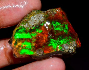Opal Rough, Natural Ethiopian Opal Gemstone Raw, Welo Fire Loose Gemstone Oil Opal Raw, Opal Crystal Raw, Flashy Fire Opal Raw 91.5 Ct R-664