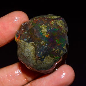 Opal Rough Gemstone, Natural Ethiopian Opal Welo Fire Crystal Opal Rough, Opal, Flashy Fire Specimens Raw, Oil Crystal Opal Raw 85 Ct R-1058