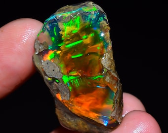 Loose Gemstone Ethiopian Opal Rough Uncut For Making Jewelry Multi Fire Opal Natural Oil Opal Raw October Birthstone 39 Ct. R-1788