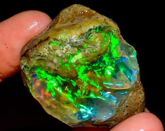Opal Rough, Natural Multi Fire Ethiopian Opal Raw, Welo Fire Loose Gemstone Oil Opal Raw, Specimens Opal Raw, Flashy Opal Raw 66 Ct R-1216