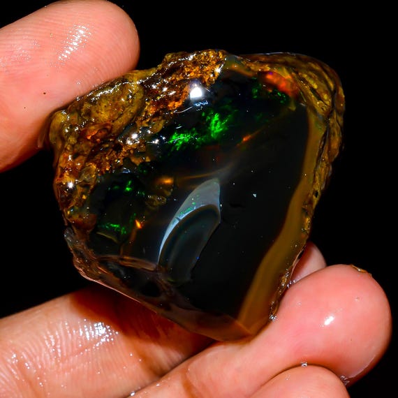 【200CT】　エチオピア　オパール　原石　緑　オレンジ　ウェロ産 200CT】エチオピアオパール原石緑オレンジウェロ産