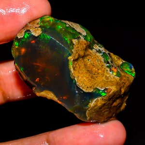 Opal Rough Gemstone, Natural Ethiopian Opal Welo Fire Crystal Opal Rough, Flashy Fire Specimens Raw, Oil Crystal Opal Rough, 118.50 Ct R-142