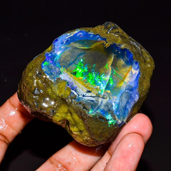 【60CT】エチオピア　オパール　原石　青　クリア　透明　ウェロ産 60CT】エチオピアオパール原石青クリア透明ウェロ産