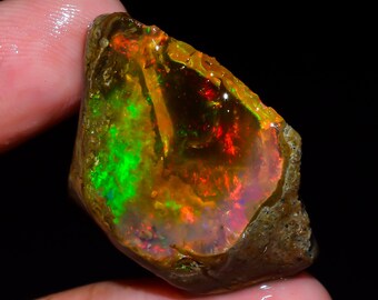 Multi Fire Opal, Oil Opal Raw Natural Ethiopian Opal Rough Uncut For Making Jewelry Loose Gemstone October Birthstone 27.5 Ct. R-1814