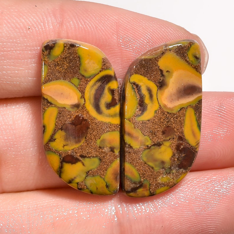 Designer Fruit Jasper Cabochon Pair For Earring Making Gemstone Jewelry ZS 9524 Exclusive Fruit Jasper Cabochon Pair Loose Gemstone