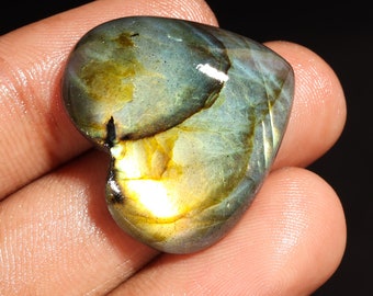 Natural Labradorite Cabochon Loose Gemstone, Heart Shape, 26X28X9 MM, 49Crt, Smooth Labradorite Heart Cabochon Gemstone Jewelry, Z 892