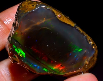 Opal Raw, Ethiopian Opal Rough, Loose Gemstone Opal Rough, Crystal Fire Opal Raw, Big Opal, Natural Oil Opal Raw, 218.50 Ct 43X35X29MM R-305