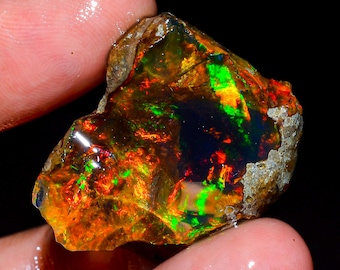 Opal Rough, Natural Multi Fire Ethiopian Opal Raw, Welo Fire Loose Gemstone Oil Opal Raw, Specimens Opal Raw, Flashy Opal Raw 43 Ct R-639