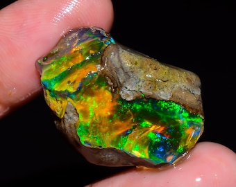 Ethiopian Opal Rough Uncut For Making Jewelry Multi Fire Opal Natural Oil Opal Raw Loose Gemstone October Birthstone 34 Ct. R-1807