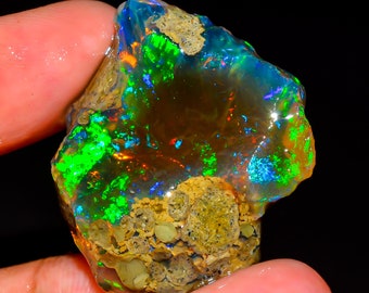 Opal Rough, Natural Ethiopian Opal Raw, Loose Gemstone Multi Opal Rough, Opal Crystal Raw, Big Opal Raw, Oil Opal Raw 38.50 Ct 31X28X9 R-123
