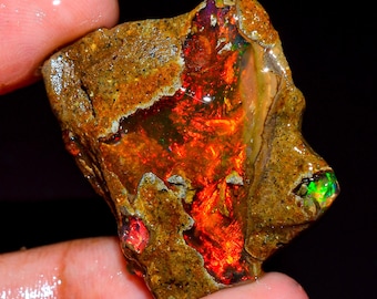Flashy Fire Opal, Natural Ethiopian Opal Raw, Oil Opal rough, Multi Fire Opal Gemstone Welo Opal, Uncut Opal Making Jewelry 47.5 Ct R-665