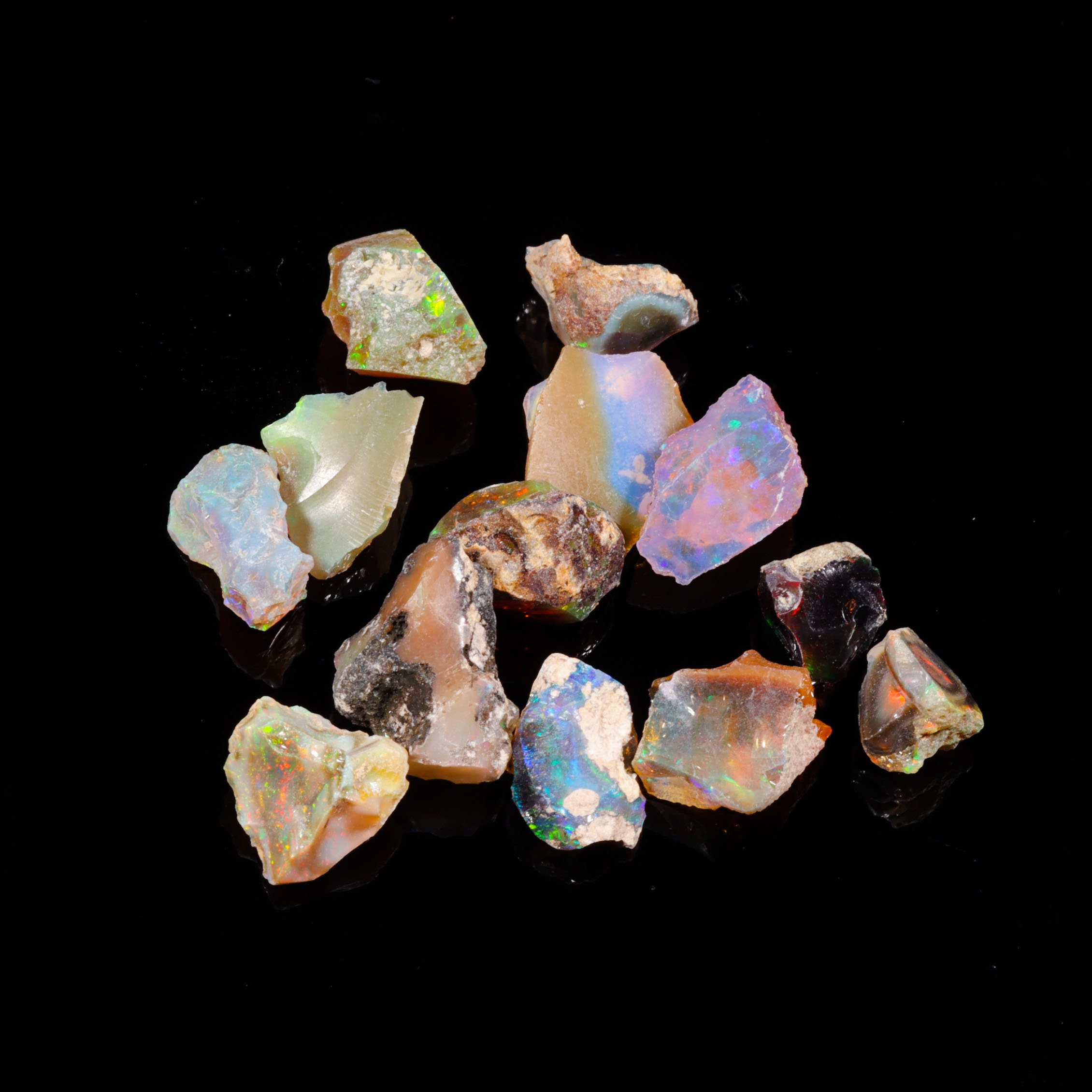 天然エチオピア産オパール原石13個セット、エチオピア産オパール原石