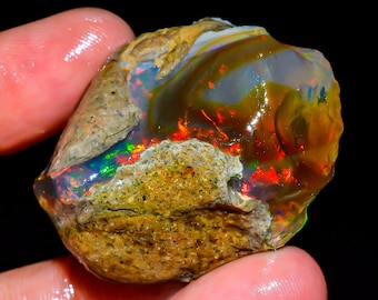 Opal Raw, Natural Ethiopian Opal Rough, Loose Gemstone Opal Rough, Fire Opal Crystal Raw, Big Opal Raw, Oil Opal Raw 86.50 Ct 38X31X17 R-229