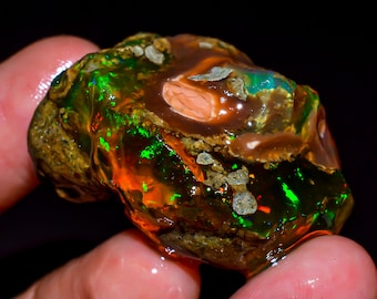 Opal Raw, Natural Ethiopian Opal Rough, Loose Gemstone Oil Opal Rough, Crystal Opal Raw, Big Opal Raw, Oil Opal Raw, 93.00 Ct 36X26X22 R-281
