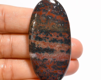 Incredible Top Grade Quality 100% Natural Bloodstone Oval Shape Cabochon Loose Gemstone For Making Jewelry Gemstone 78 Ct. 52X26X7 mm H-4275