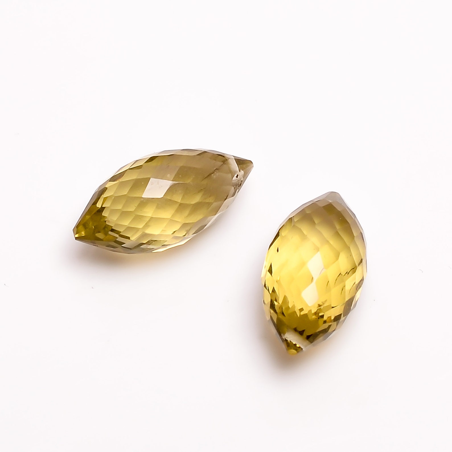 Lemon Quartz Faceted Drilled Loose Gemstone 2 Pcs Faceted Etsy