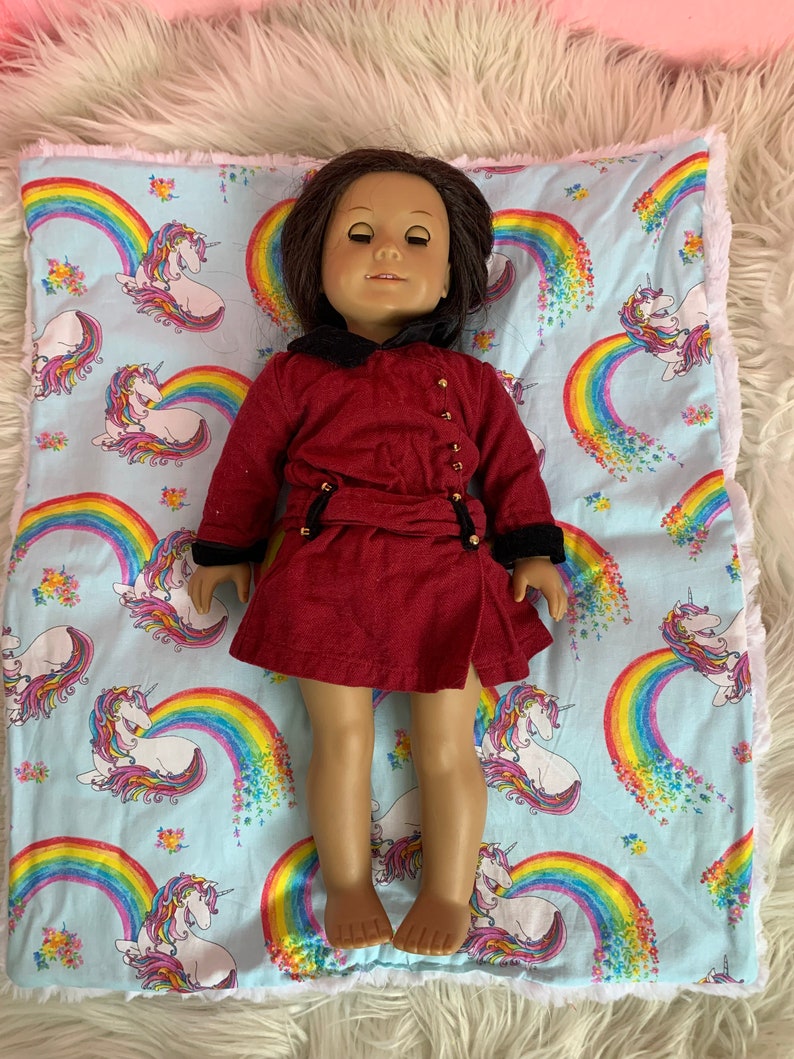 Doll Bedding Set for 18 Inch Dolls / Rainbow Unicorn / Reversible Etsy