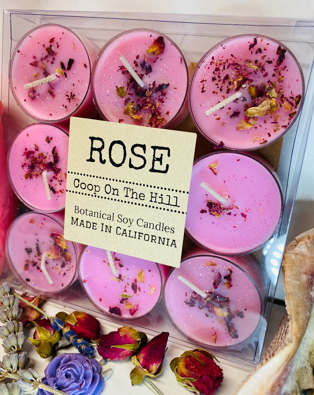 Rose Scented Soy Wax Tea Lights Set of 9 Hand Made Self Care Etsy