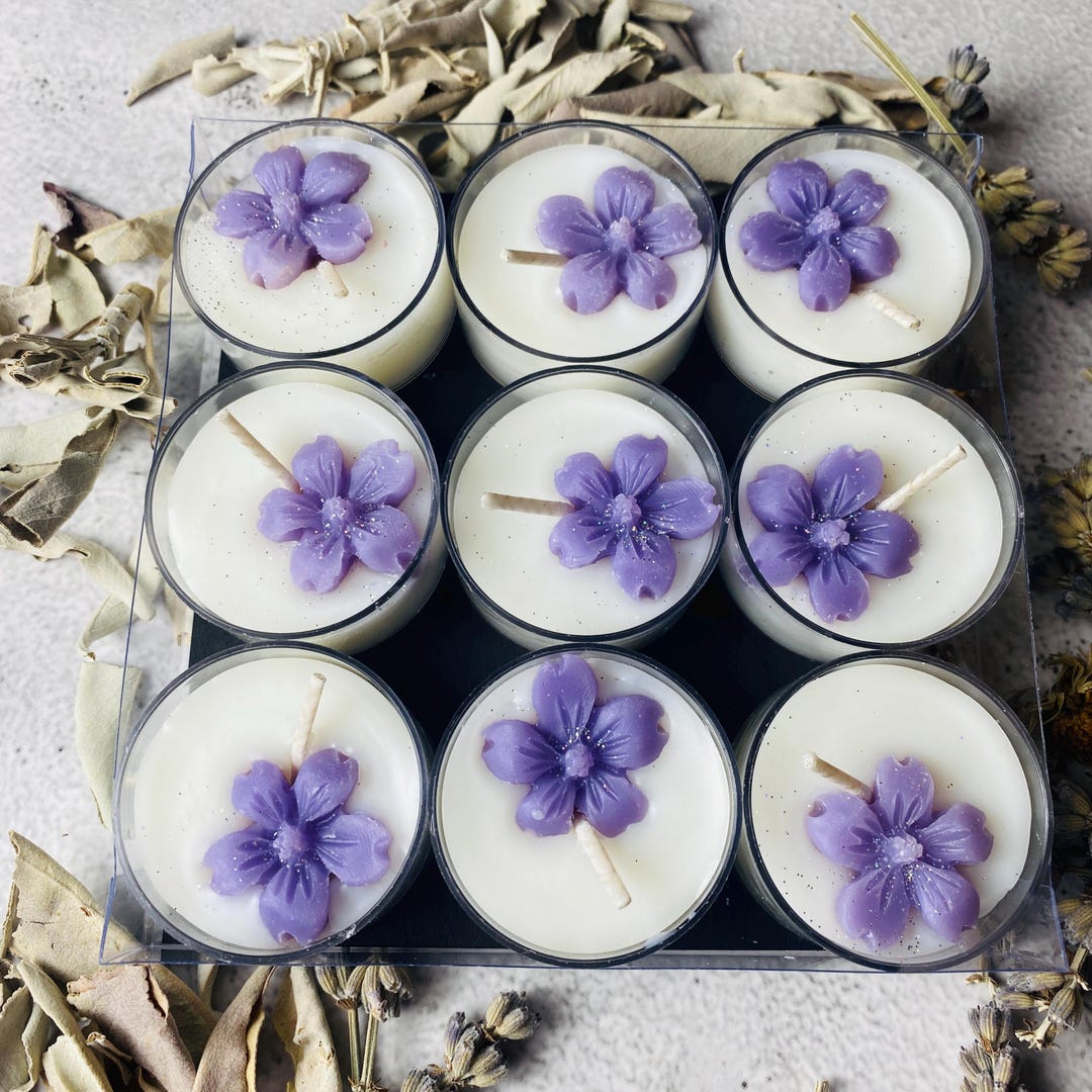 Vanilla Lavender Scented Soy Wax Tea Lights, Candle Gift, Botanical ...