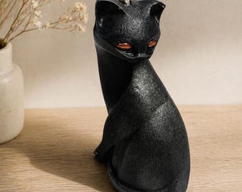 Cat Pillar Candle, Pet Lovers, Unique Handmade Gifts, Mothers Day, Cute Animal Lover Decor, Pet Memorial, Black Kitty