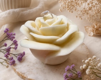 Rose Pillar Candle, Handmade Soy Floral Candle, Sculpted Rose Candle, Aesthetic Home Decor, Anniversary Gift for Her, Wife Valentine