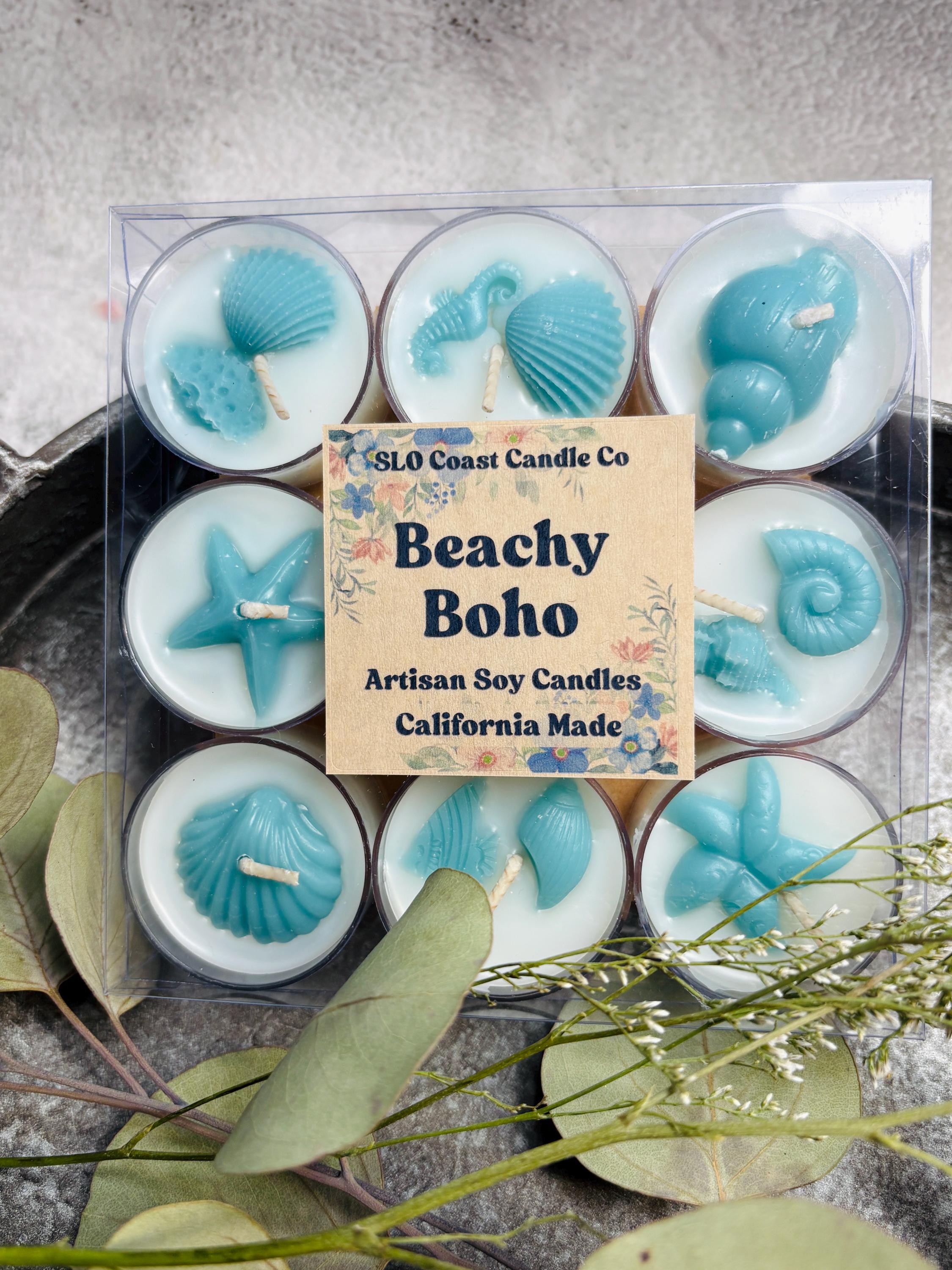 Sea Blue Candles Candela Sfera Blu Mare | Cera Naturale 100% | Vegana | 85 Mm | 20-40 Ore Di Durata