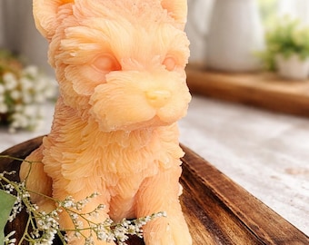 Vela cilíndrica con forma de cachorro, para amantes de las mascotas, regalos únicos hechos a mano, Día de la Madre, decoración adorable para amantes de los animales, recuerdo de mascotas