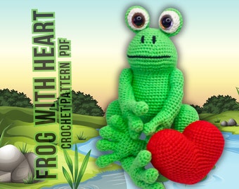 Patrón de rana a crochet, juguete amigurumi a crochet hecho a mano