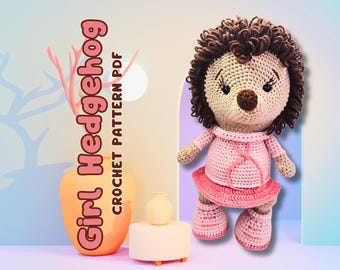 Hedgehog Crochet Pattern, Amigurumi Girl Toy (PDF Pattern)