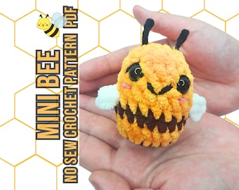 Patrón de abeja de crochet sin costuras, mini peluche, para principiantes (patrón PDF)